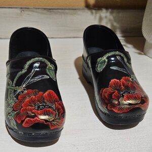 Dansko Womens Dragonfly Carol Weber Green Hand Painted clogs size 40 Custom